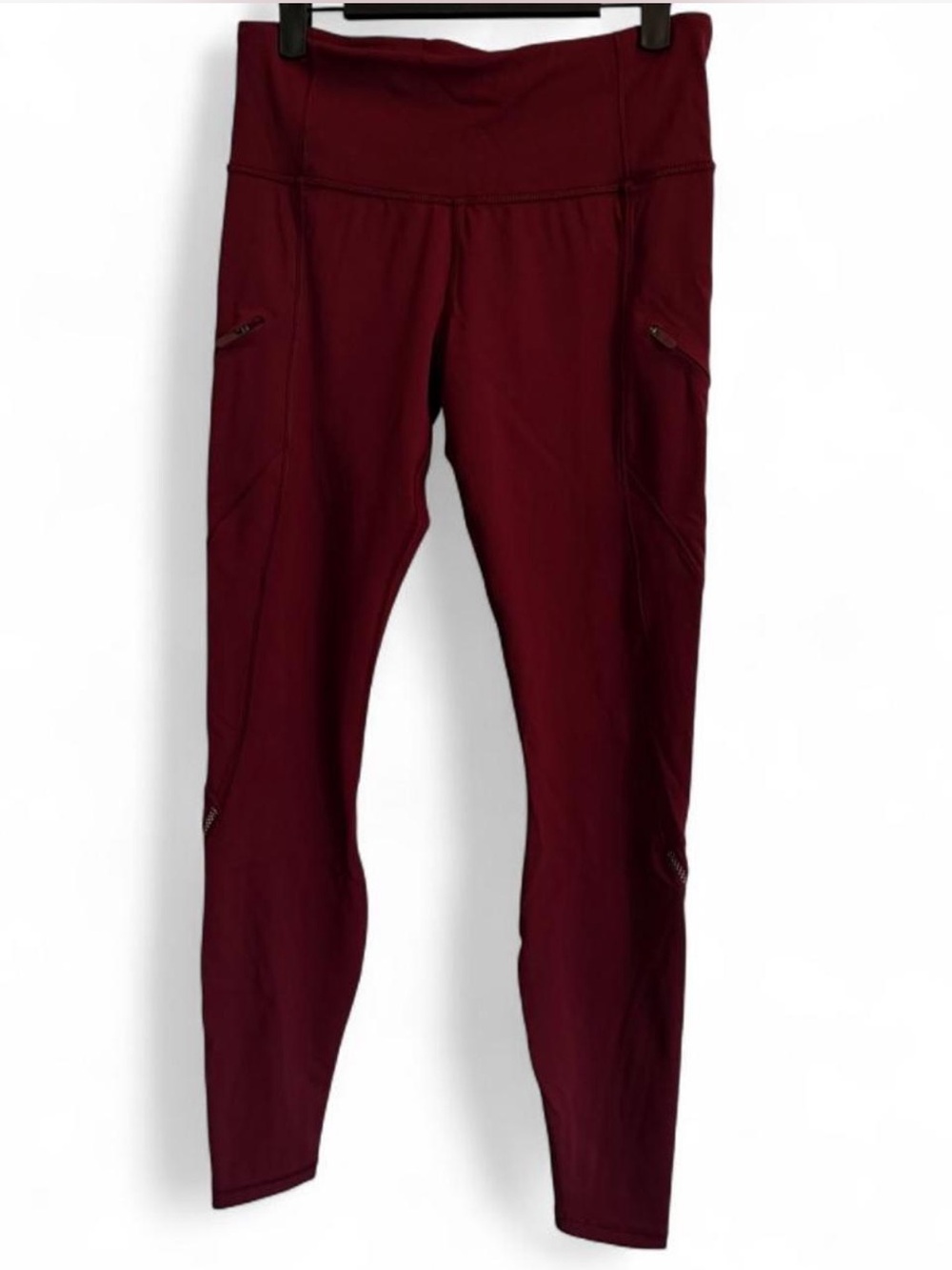 Lululemon High-Waist Burgundy Active Leggings with Pockets